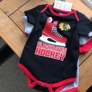 3 pack Blackhawks Onesie Set Size 12 months